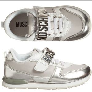 Silver Moschino Trainer Sneakers